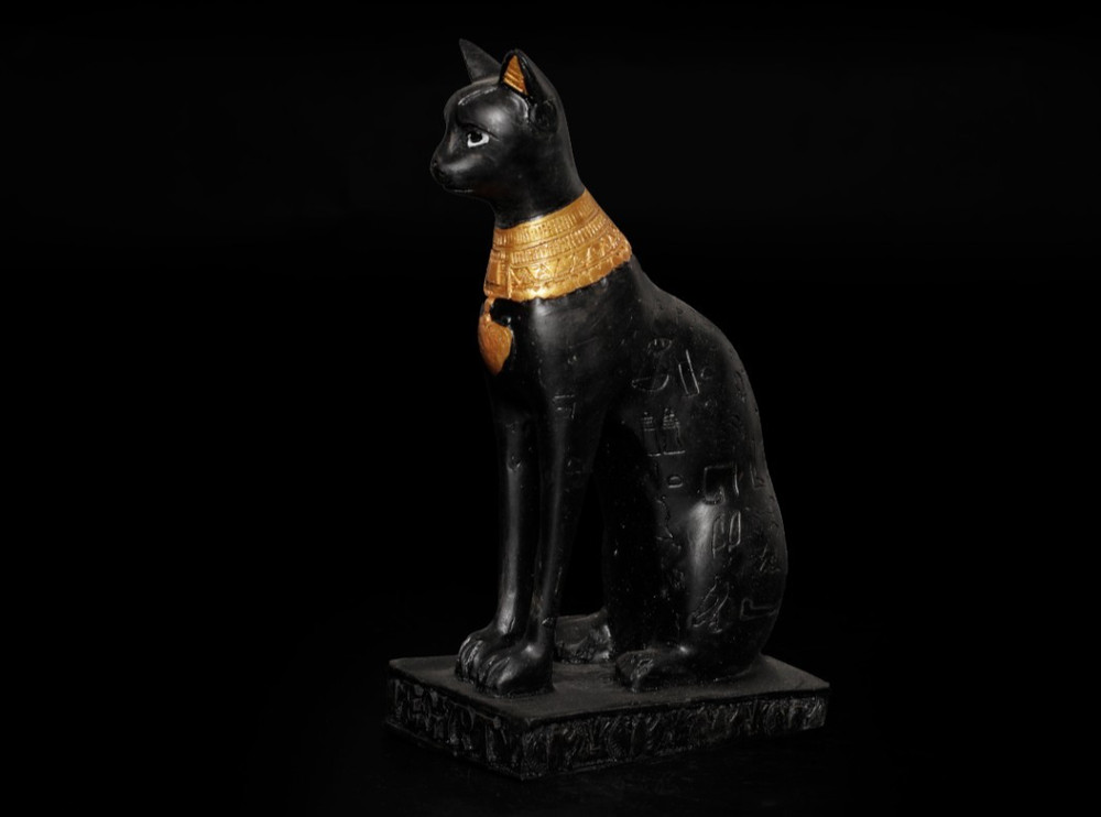 Rare Ancient Egyptian Bastet Cat Goddess Statue Black Basalt Style Artifact BC