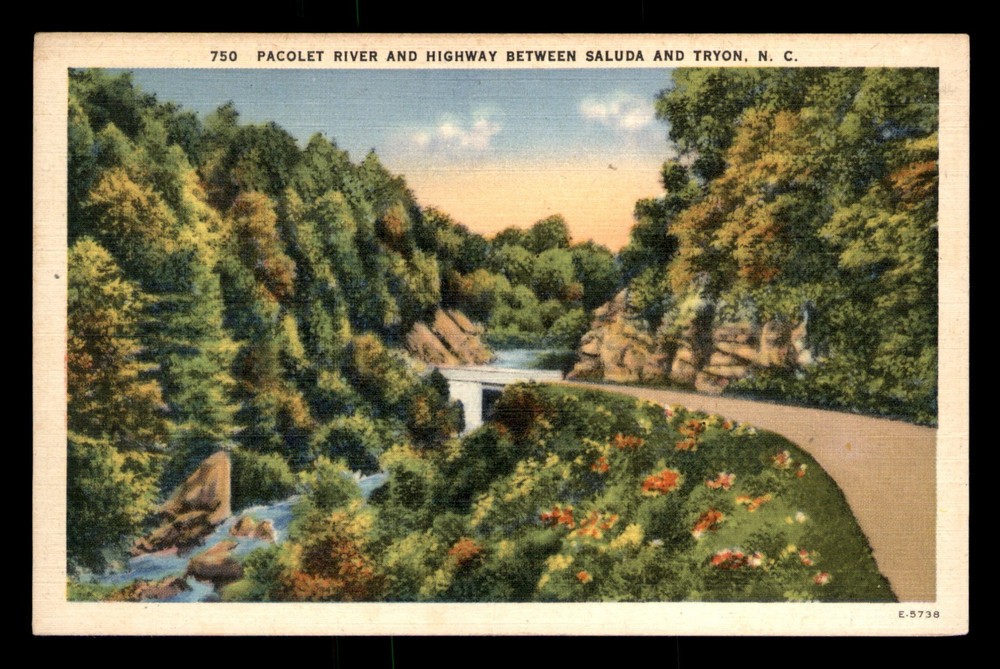 Pacolet River Highway Saluda Tryon North Carolina NC Linen Postcard Unp