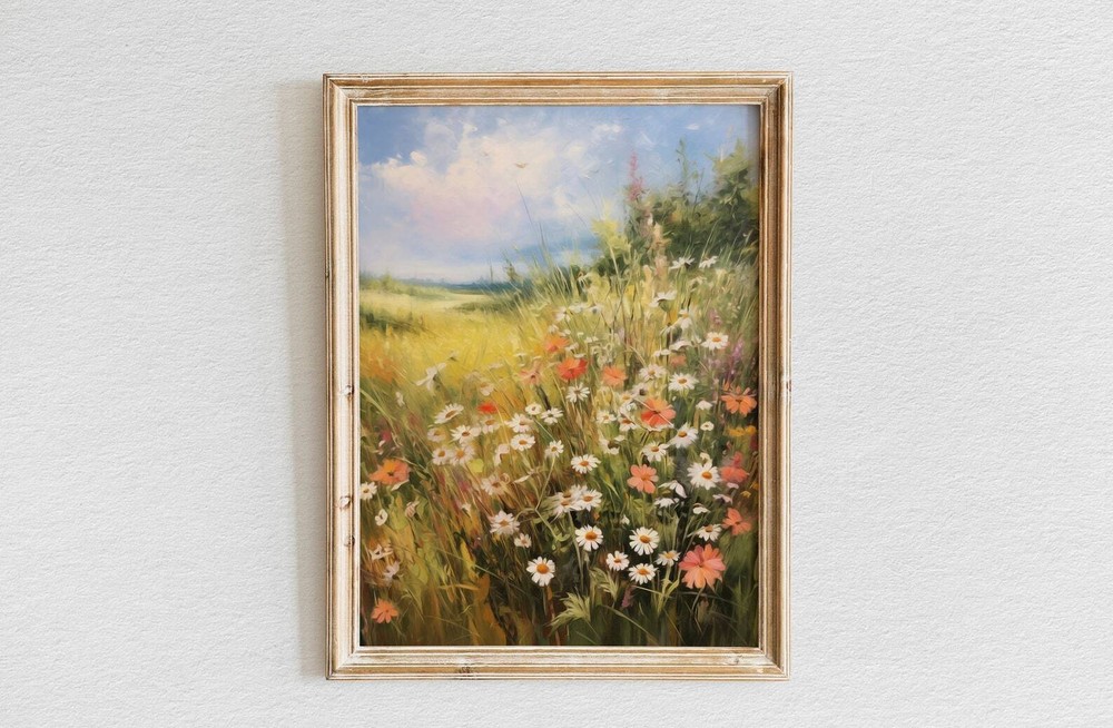 Natures Palette Wildflowers Oil Poster Wall Art Landscape Painting