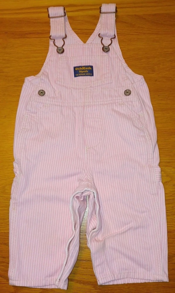 Vintage OshKosh Vestbak Pink & White Striped Overalls - Size 6 M