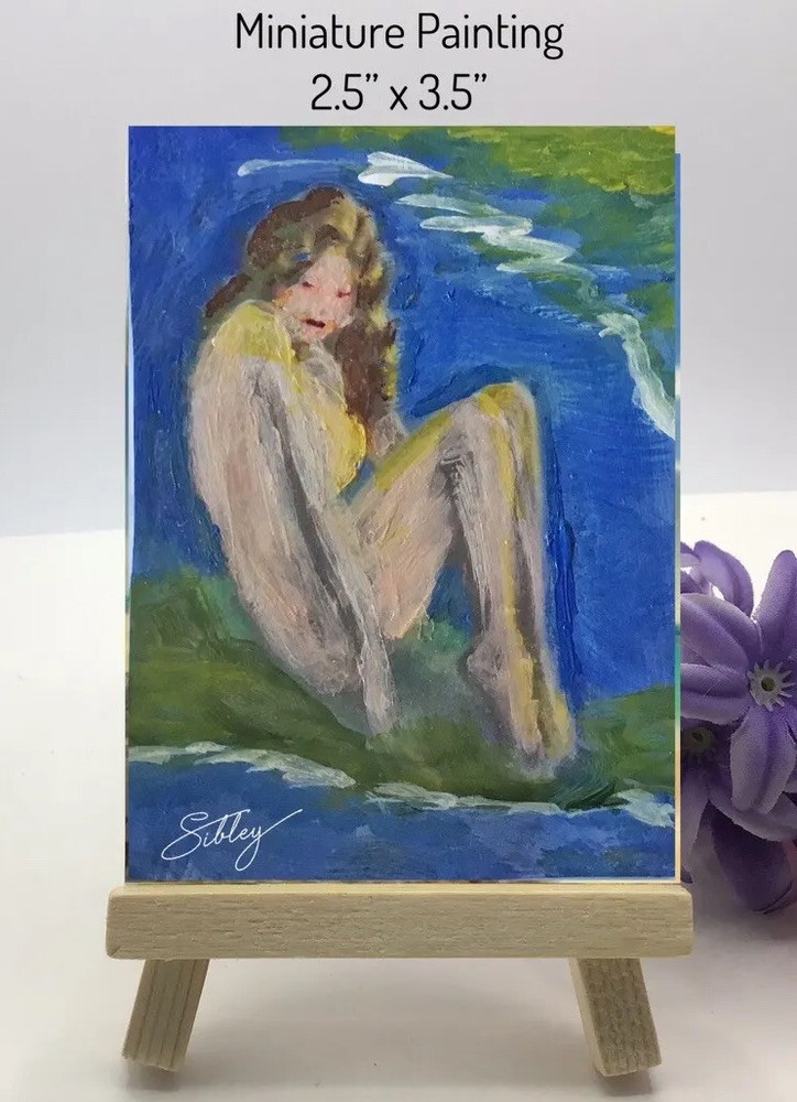 ABSTRACT NUDE Miniature  Painting 2.5”