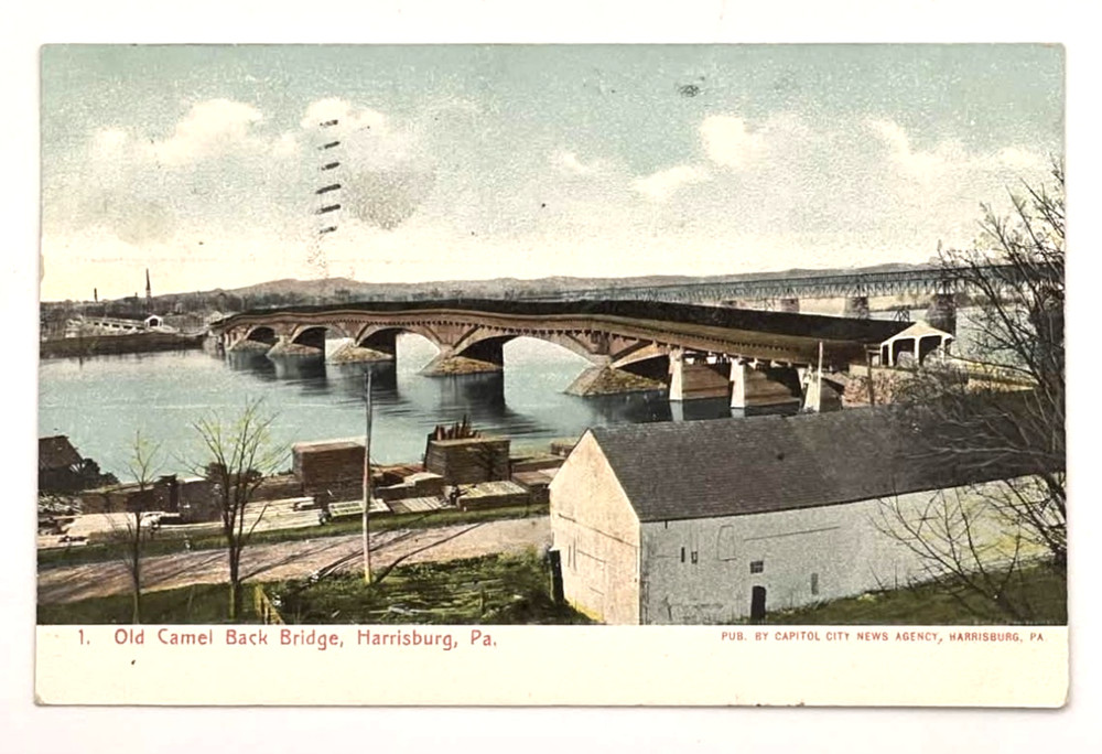 Antique Postcard Old Camel Back Bridge Harrisburg PA 1907