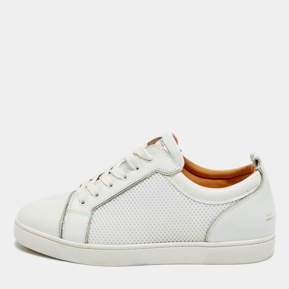 Christian Louboutin Louis Junior Size 43 White Leather and Mesh Low Top Sneakers