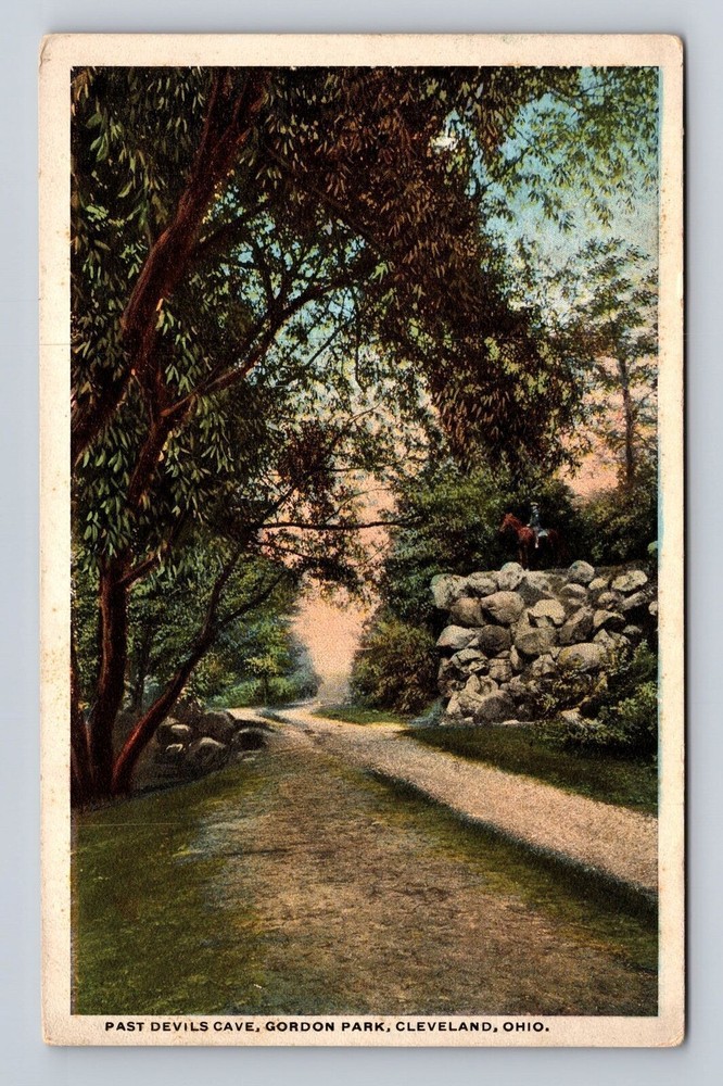 Cleveland OH-Ohio, Past Devils Cave, Gordon Park, Vintage c1920 Postcard