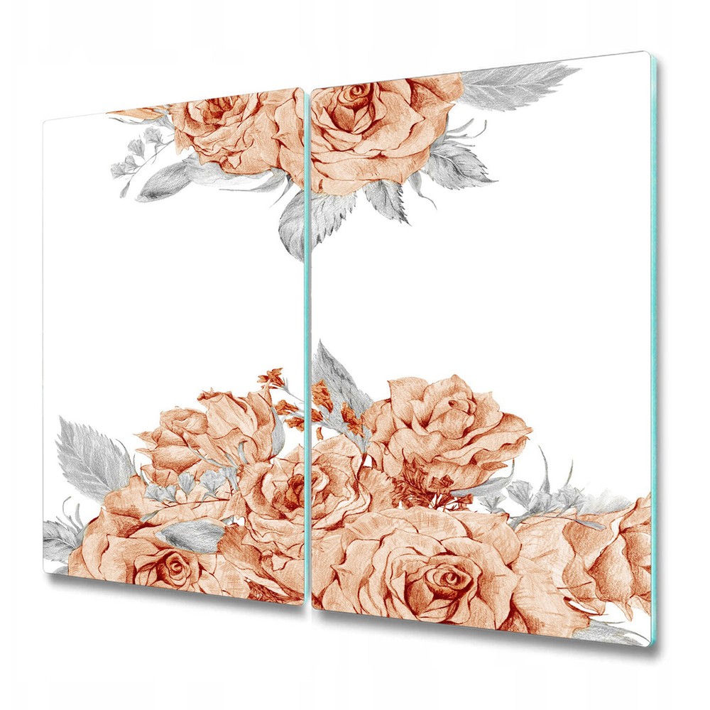 Glass Meat Board Induction Ceramic Hob Cover Worktop Saver Blooming Rose 2x30x52