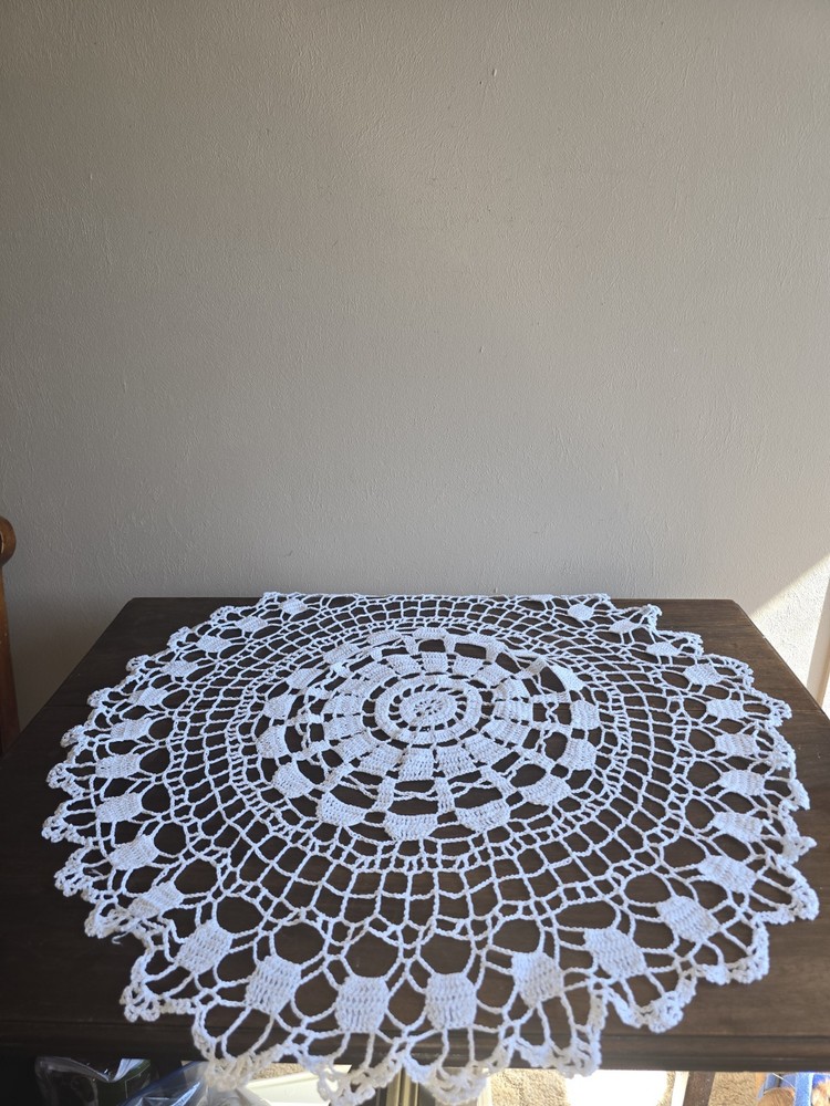 Crochet Round White Floral Doily 24D