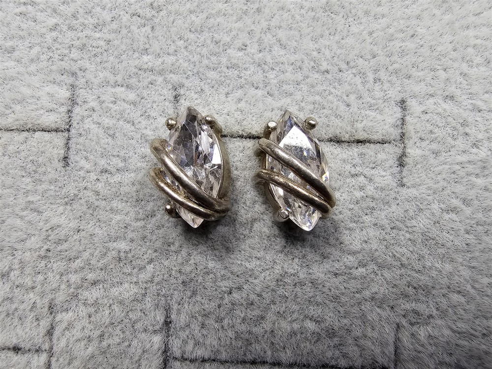 Grandma Grabe's Beautiful Vintage 925 Sterling Silver Cz Stud 3.2G Earrings