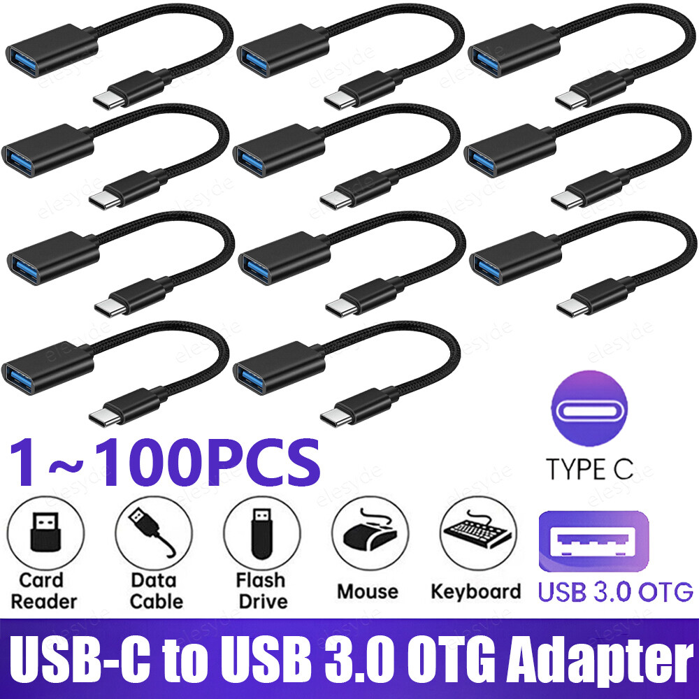 USB-C 3.1 Male to USB 3.0 Female OTG Adapter Cable Lot