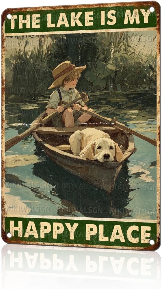 Vintage Lake House Tin Sign Retro Rustic Wall Decor Metal Poster 12 * 8 In