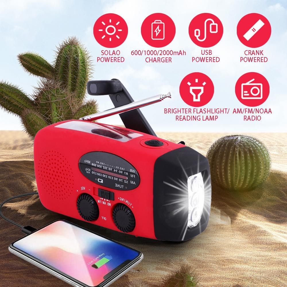 Solar Power Bank 2000mah Mobile Phone Plastic Small Multicolor Radio Flashlight