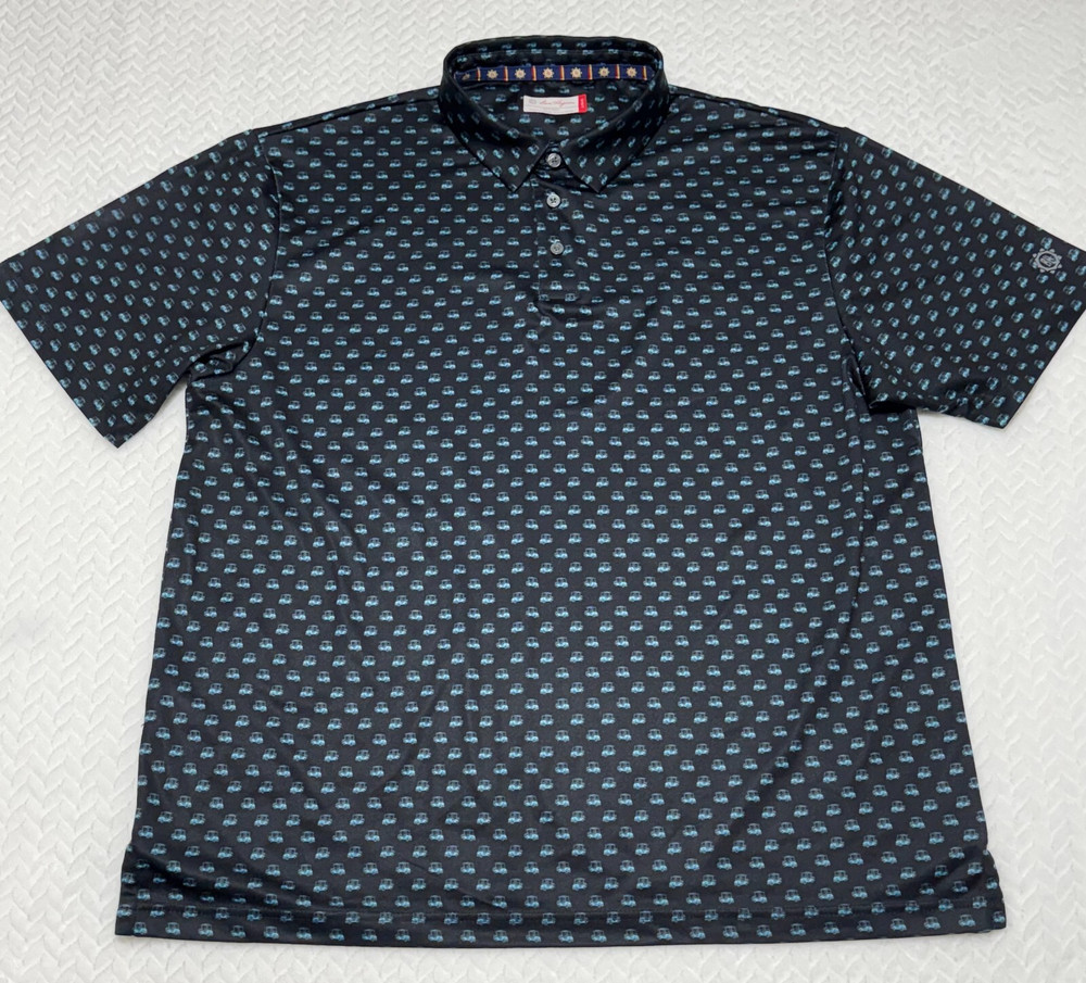 Ben Hogan Performance Shirt Mens L Black All Over Print Golf Cart AOP