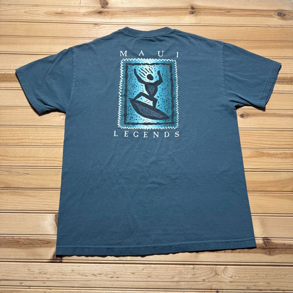 Vintage 90s Maui Legends Surfing Beach Hawaiian Graphic Souvenir T-Shirt - Large