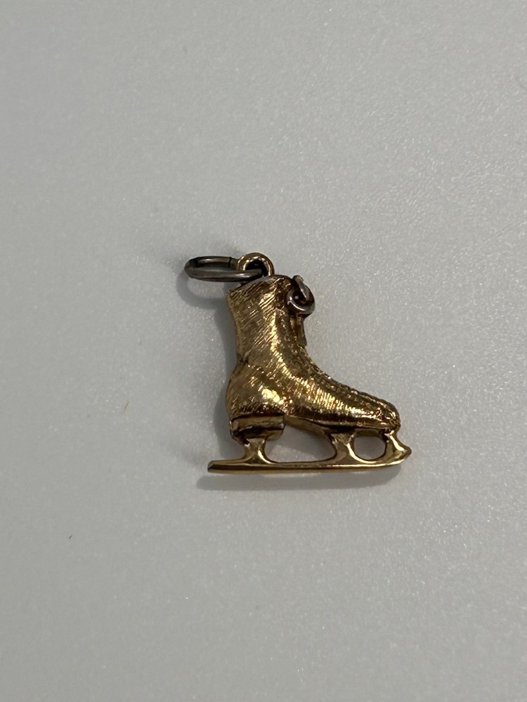Vintage Gold Toned Ice Skate Charm Pendant