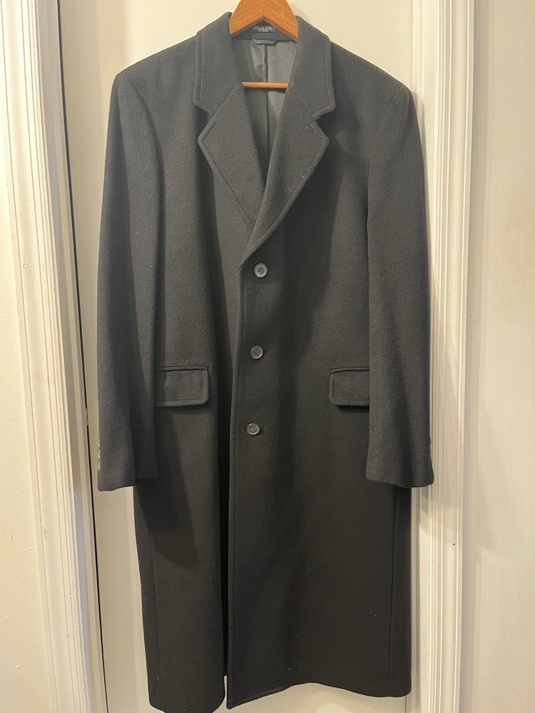 Classic Vintage Ciatti Black Cashmere Wool Blend Overcoat Size Large