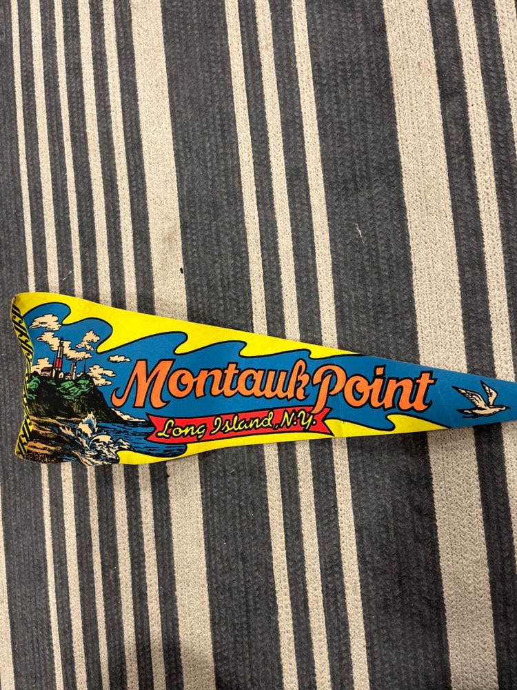 Vintage Montauk Point Long Island NY Felt Pennant Rare