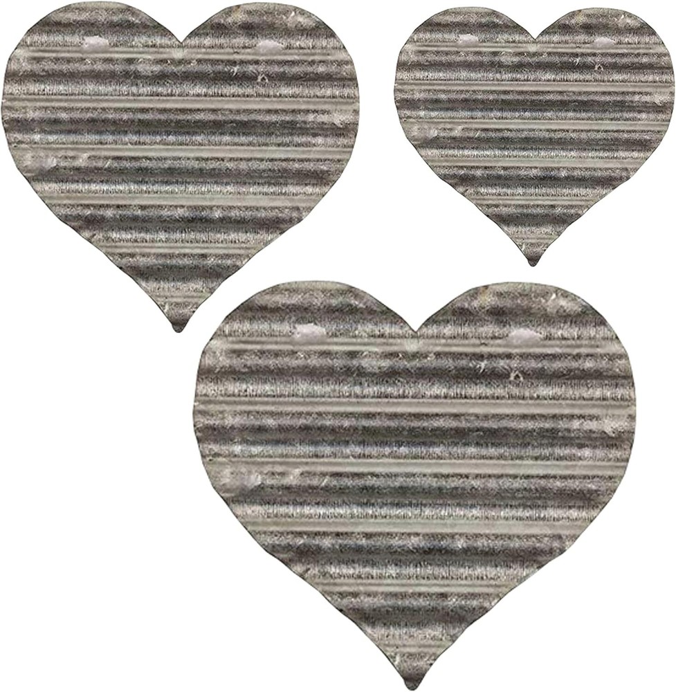 - Metal Heart Wall Decor, Galvanized Steel Decorations, Rustic Hanging for We...