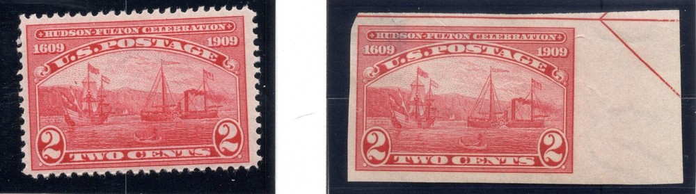 SC#372-73, 1909--2c Hudson-Fulton Celebration, 372 M/NH, 373 Light, Hinge Glue