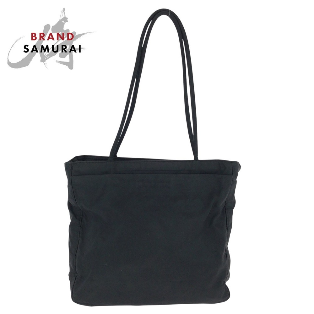 RARE PRADA Black Silver Nylon Tote Shoulder Bag with Tessuto Hardware for Women