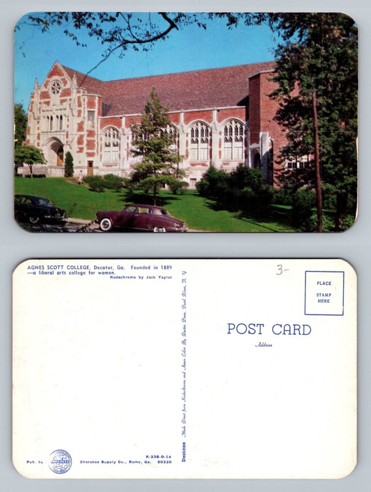 Decatur, GA-Georgia, Agnes Scott College Campus Chapel Vintage Postcard