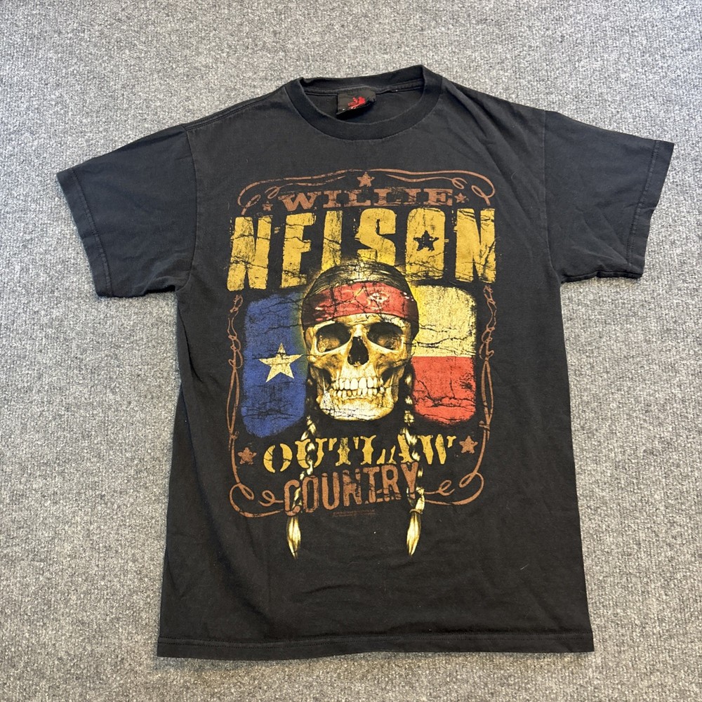 Vintage Willie Nelson Skull Zion Rootswear Shirt Outlaw Country Small