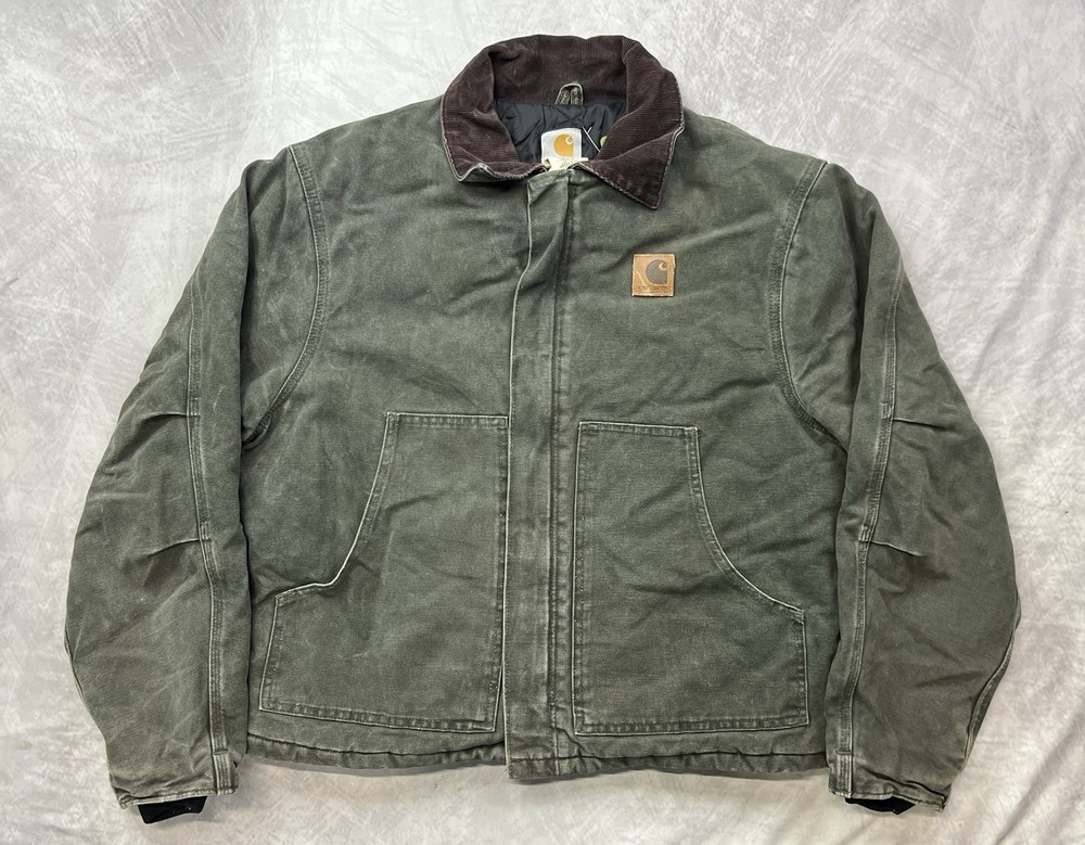 Vintage Carhartt J22 MOS Jacket Size L Olive Green Canvas Arctic Detroit Quilt