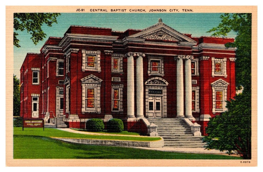 c1940 Central Baptist Church Johnson City Tennessee Vintage Postcard