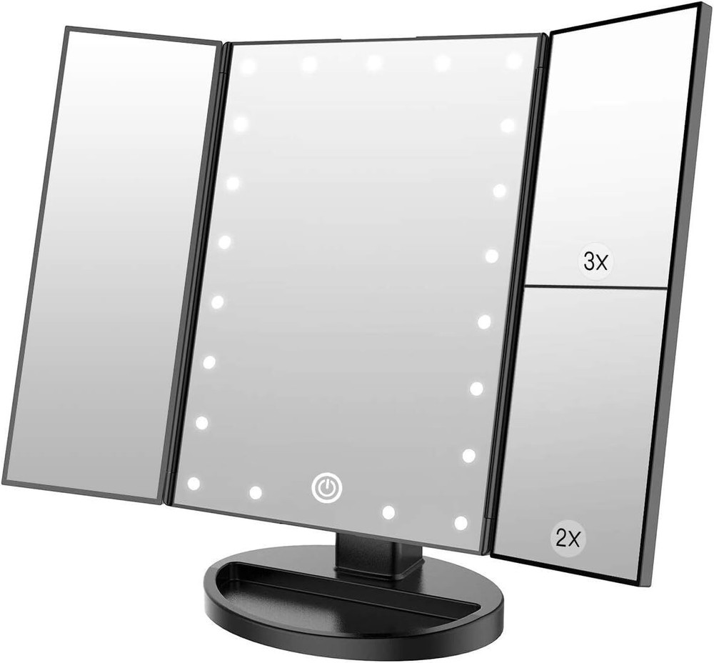 Lighted Vanity Makeup Mirror 1x/2x/3x Magnification Trifold with 21 LED Light...