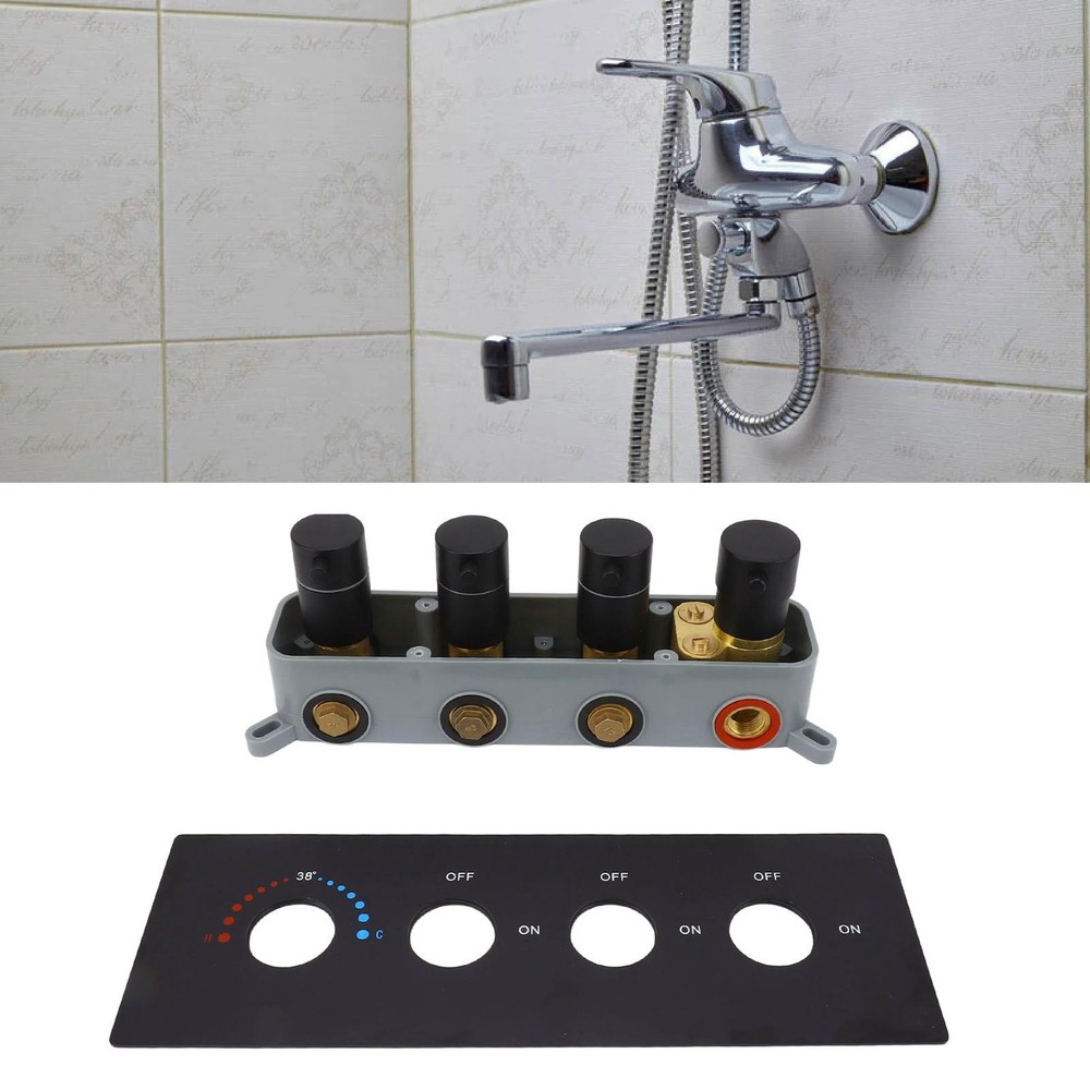 Thermostatic Shower Diverter Mixer Brass 3-Way Kit with 4 Knobs