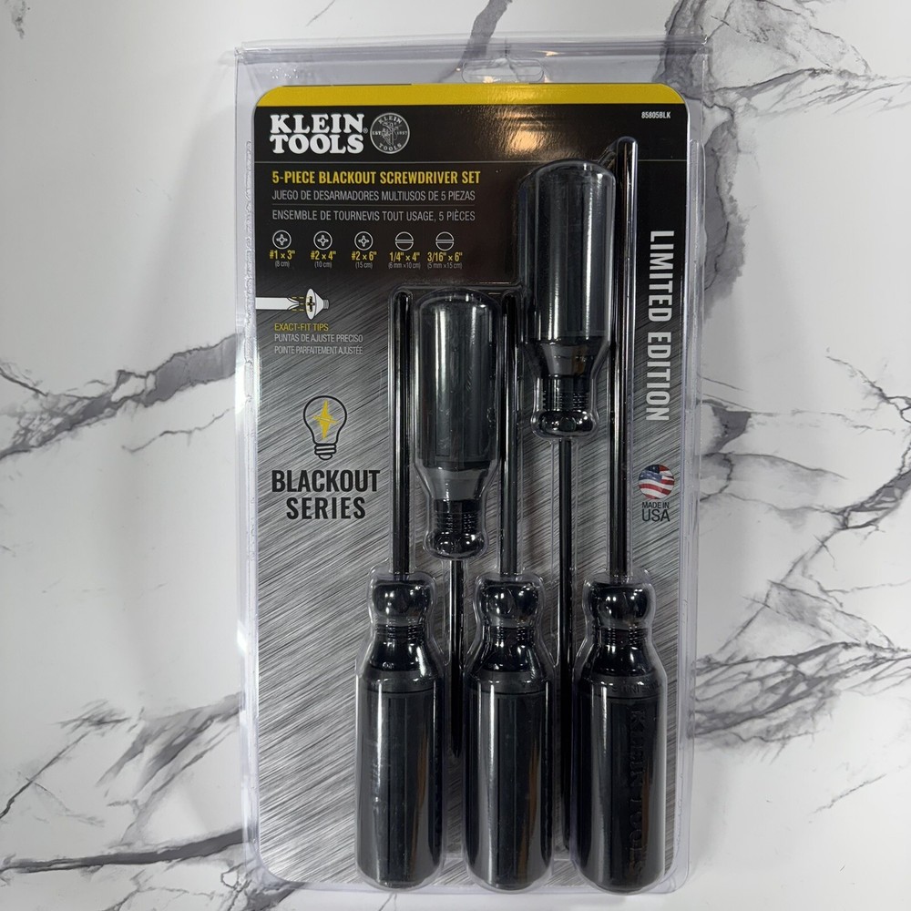 KLEIN Tools 5 Piece Blackout Series Screwdriver Set Limited Edition Made in USA!