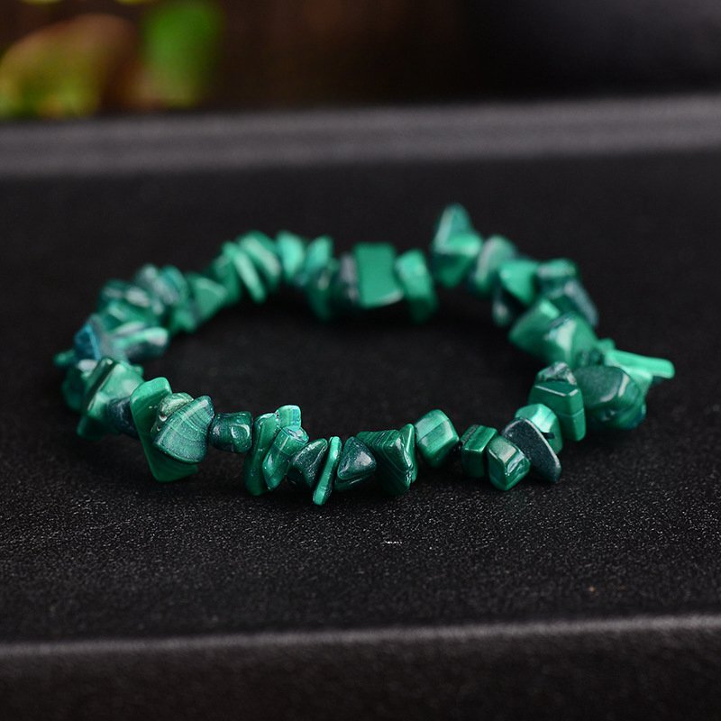 Natural Malachite Quartz Crystal Stretch Bracelet Chip Stone Bead Bangle Healing