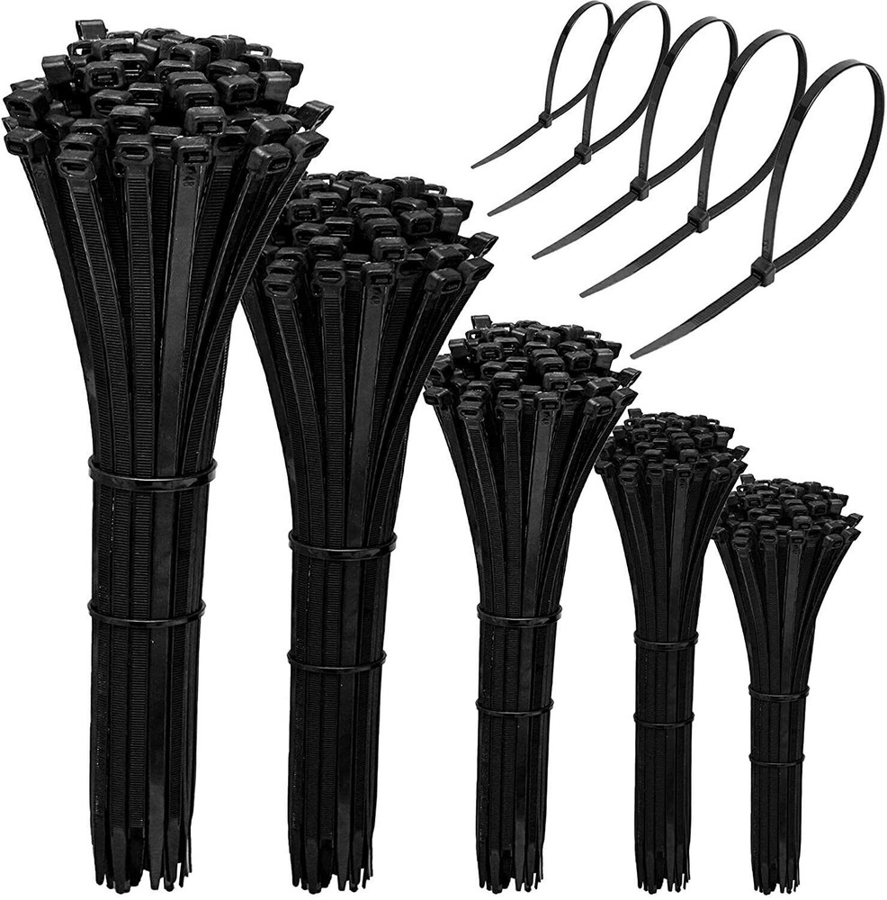100 BLACK CABLE ZIP TIES Heavy Duty UV Resistant UL 4 6 8 10 12 15 18 24