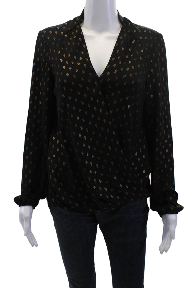 Drew Womens Black V-Neck Long Sleeve Blouse Size SFree Shipping in US $100+ Orders | $6.95 Orders Below