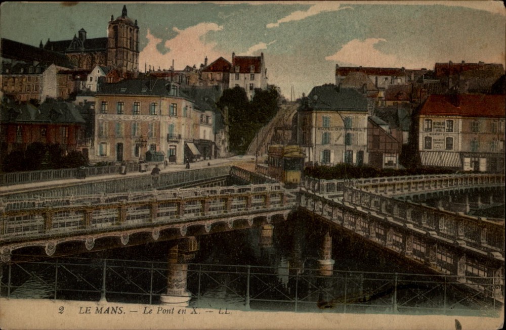 Le Mans Le Pont en X vintage postcard s569