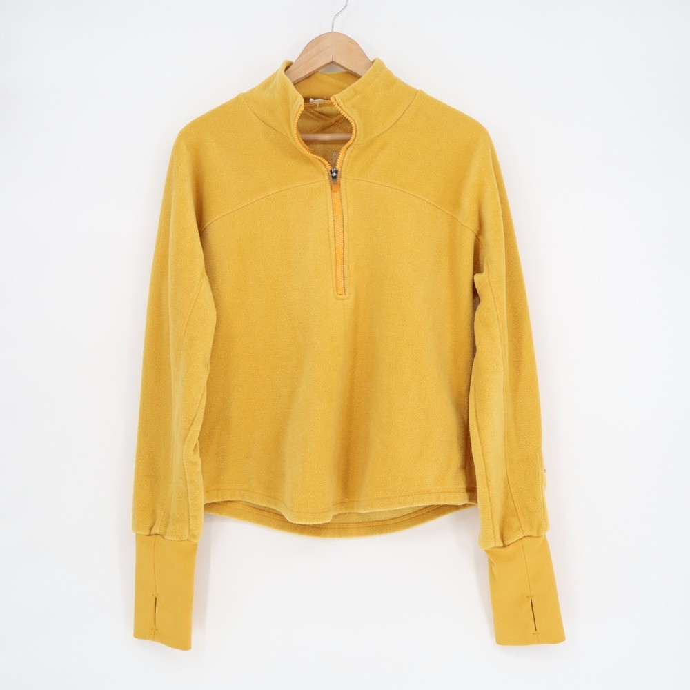 Free People Movement Great Heights Sweatshirt Womens Large Yellow Fleece 1/4 Zip