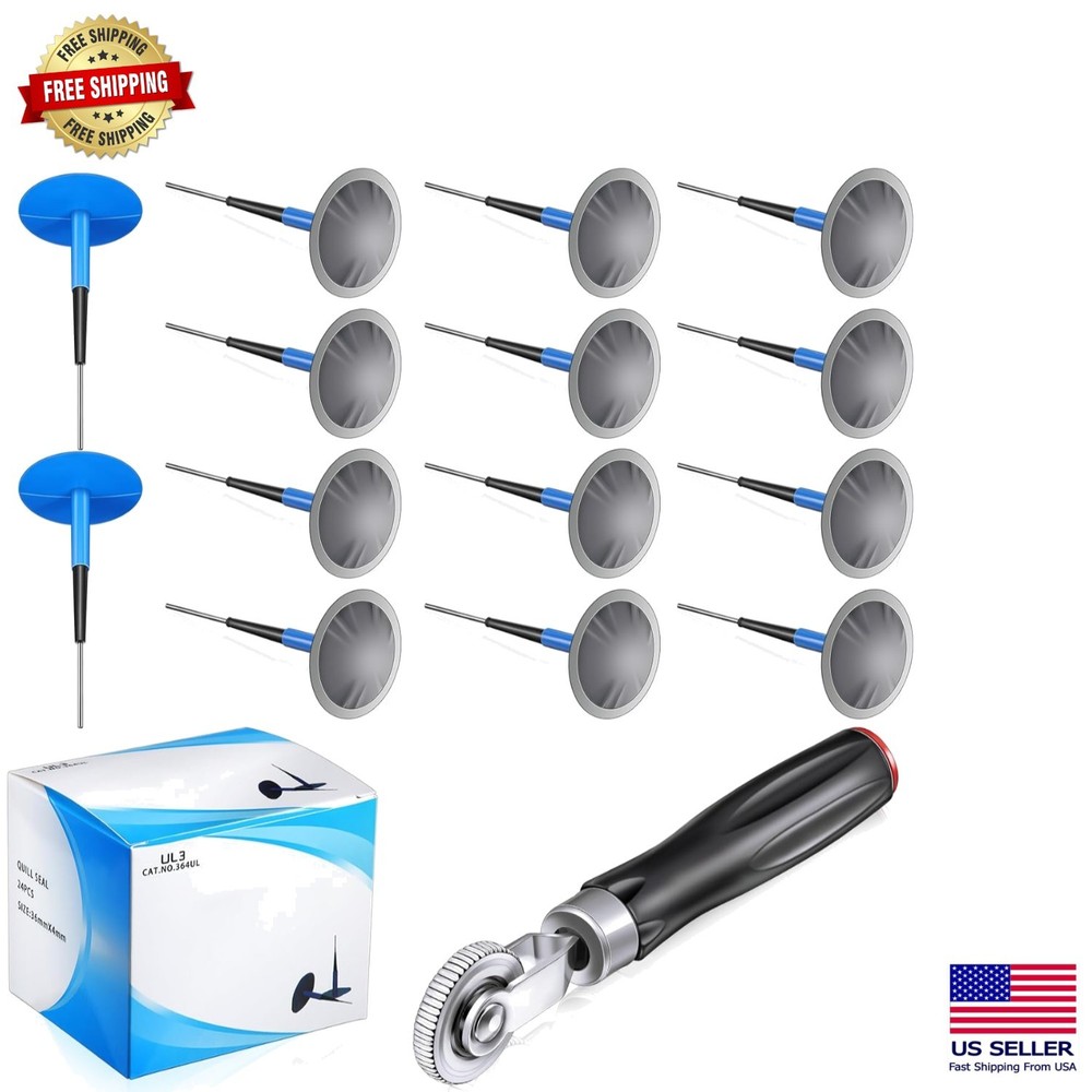 Durable Tire Repair Patches and Roller Set with 25 Essential Vehicle Tools