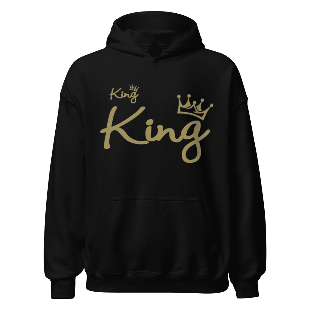 King & Queen Gold Script Couple Hoodies Ultra-Soft Cotton Blend  