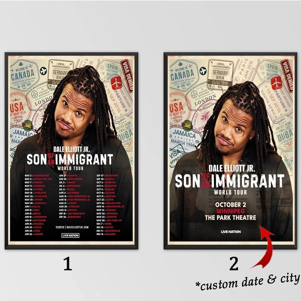 Custom Dale Elliott Jr 2025 Son of an Immigrant World Tour Wall Art Poster