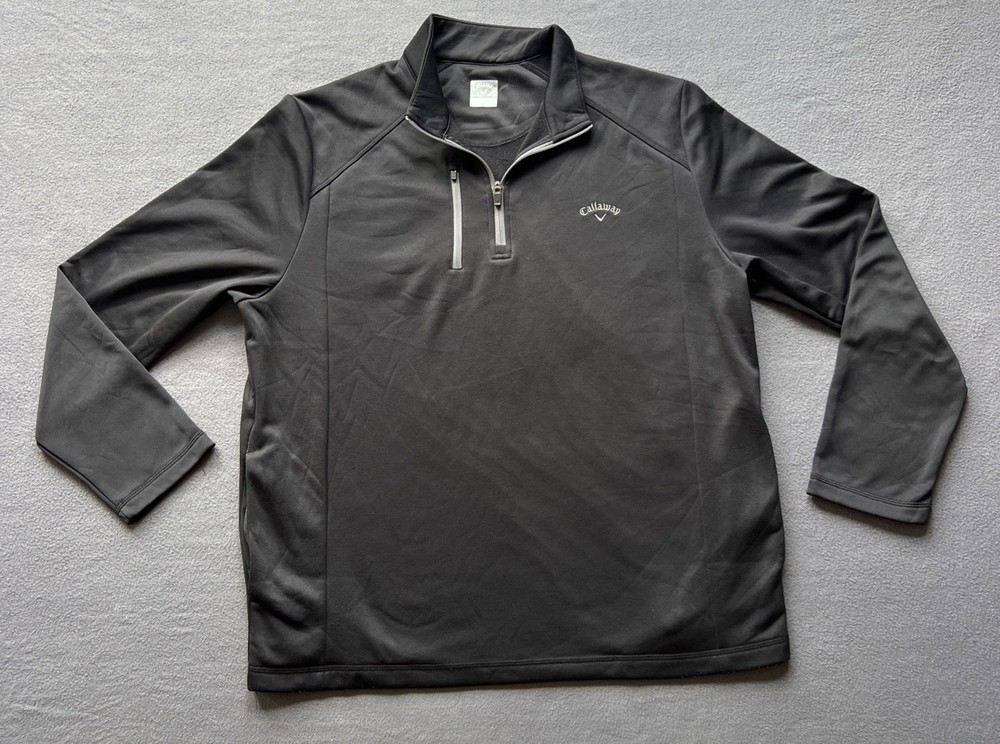 Callaway 1/4  Zip Pullover Sweater Mens XL Black Pockets Performance *READ*