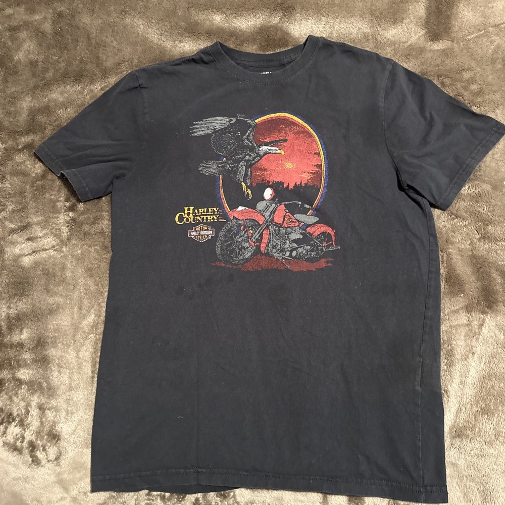 Harley Davidson Vintage T-Shirt Tee Eagle Bike Country USA Medium M