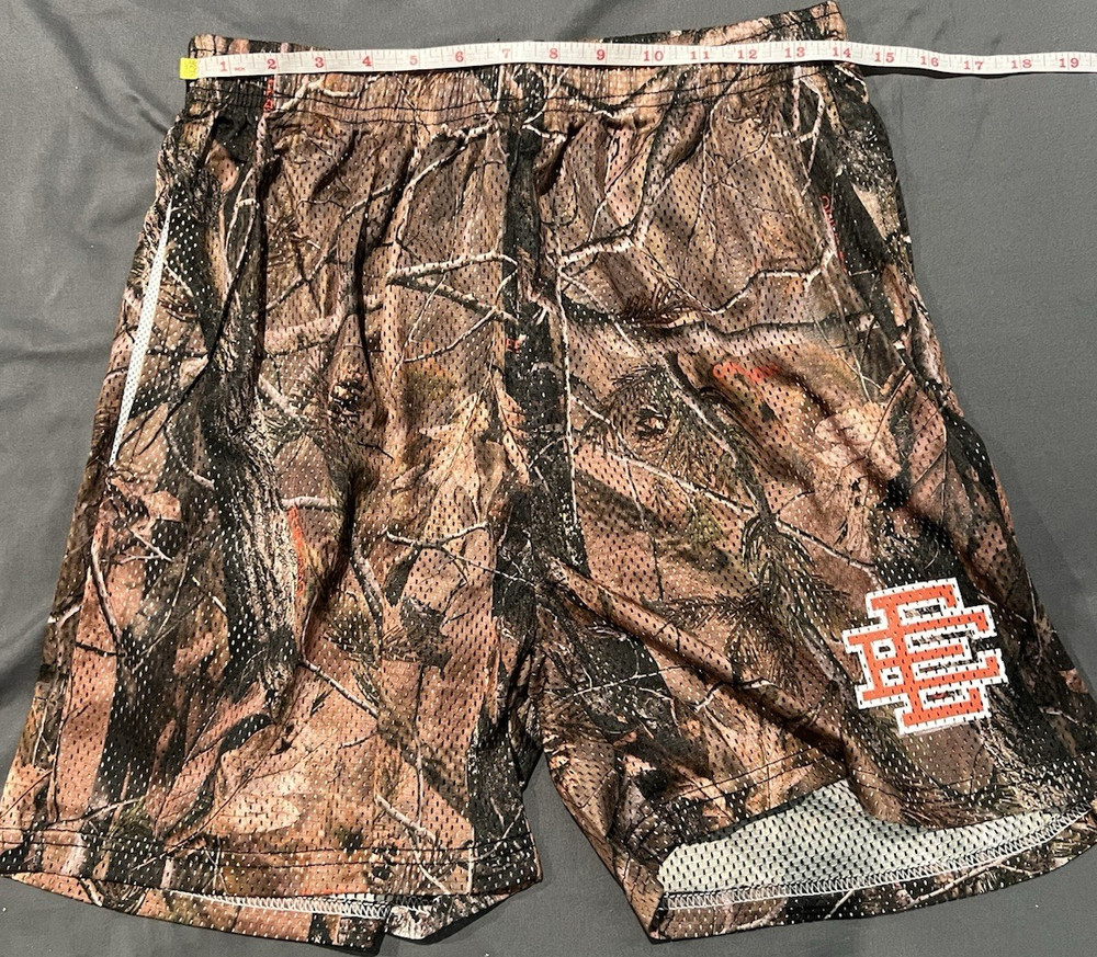 Eric Emanuel Men's XL Regular Mesh Polyester Camo Shorts, Breathable Drawstring