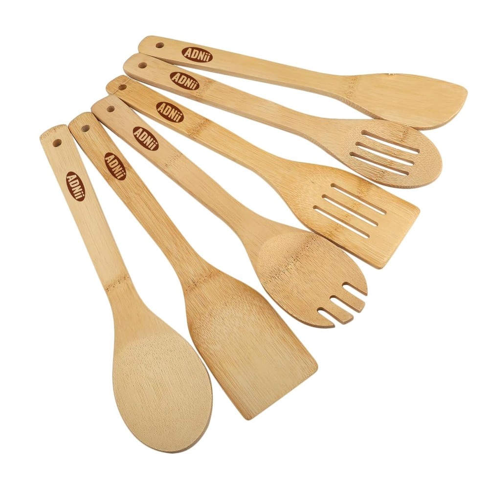 Wooden Spoons for Cooking, Bamboo Kitchen Utensils Wooden Spoons Set 6 Piece,...