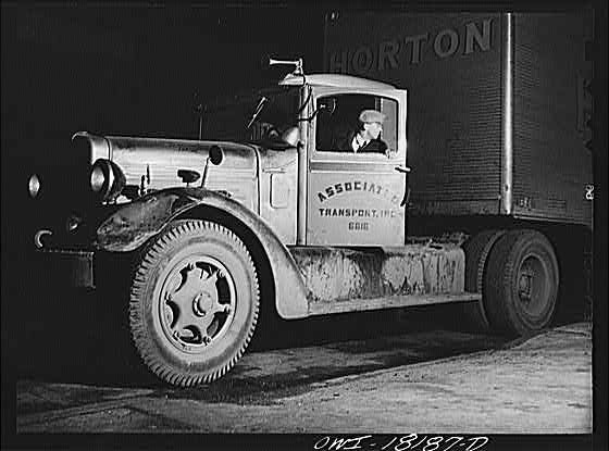 Photo:New York NY 1930s Associated Transport Co Trucking Terminal Tractor