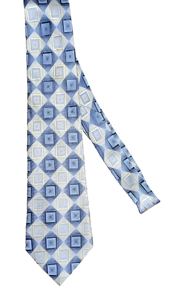 Men’s Vintage Crazy Horse 100% Silk Tie Abstract Geometric Multi Graphic Print-image