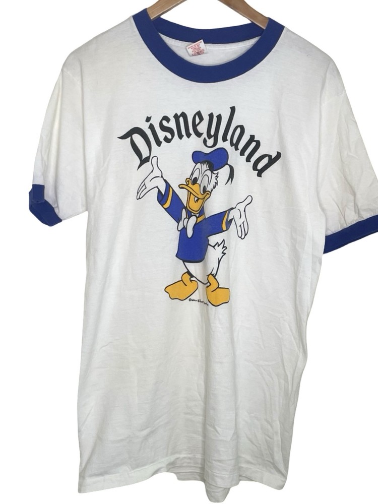 Vintage 80s Disney Donald Duck Graphic Ringer Tee Size L Fits Medium  