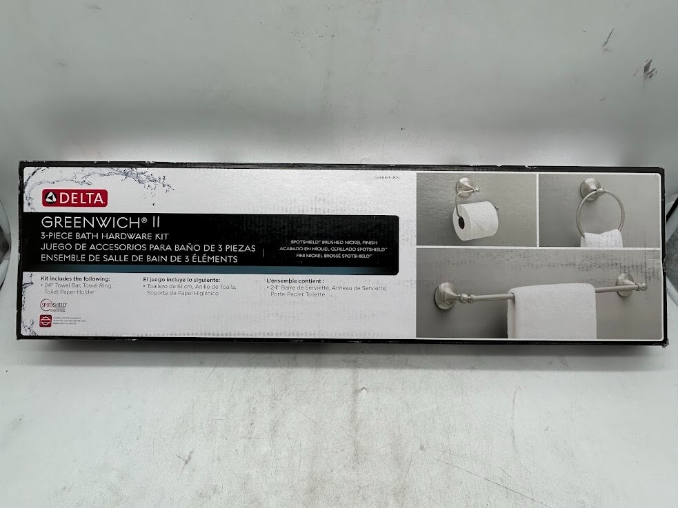 Delta Greenwich II 3-Piece Brushed Nickel Bath Set with 24-Inch Towel Bar