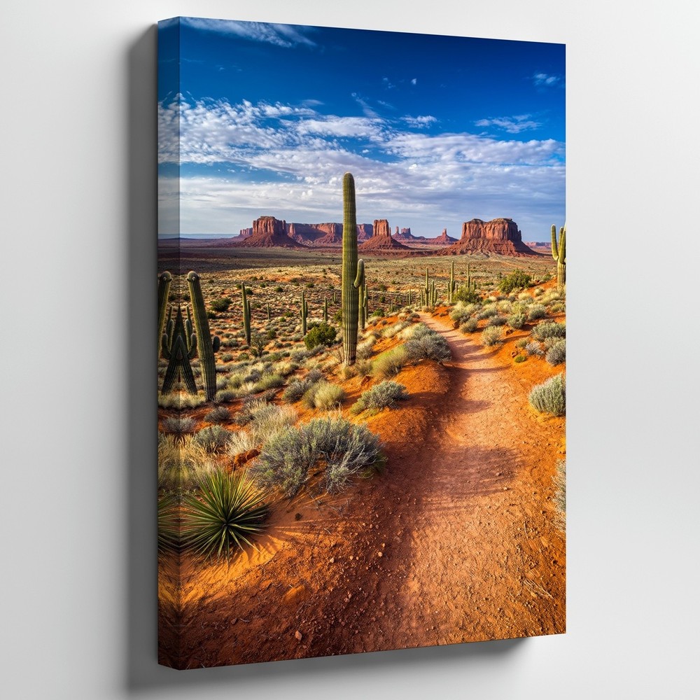 Breathtaking Desert Landscape Showcasing A Winding Dirt Path Leading Wall Art