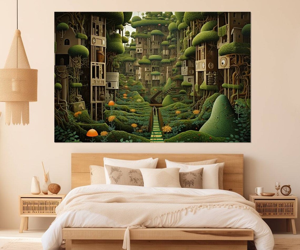 Abstract Fantasy Garden Canvas Wall Art Unframed Print-image