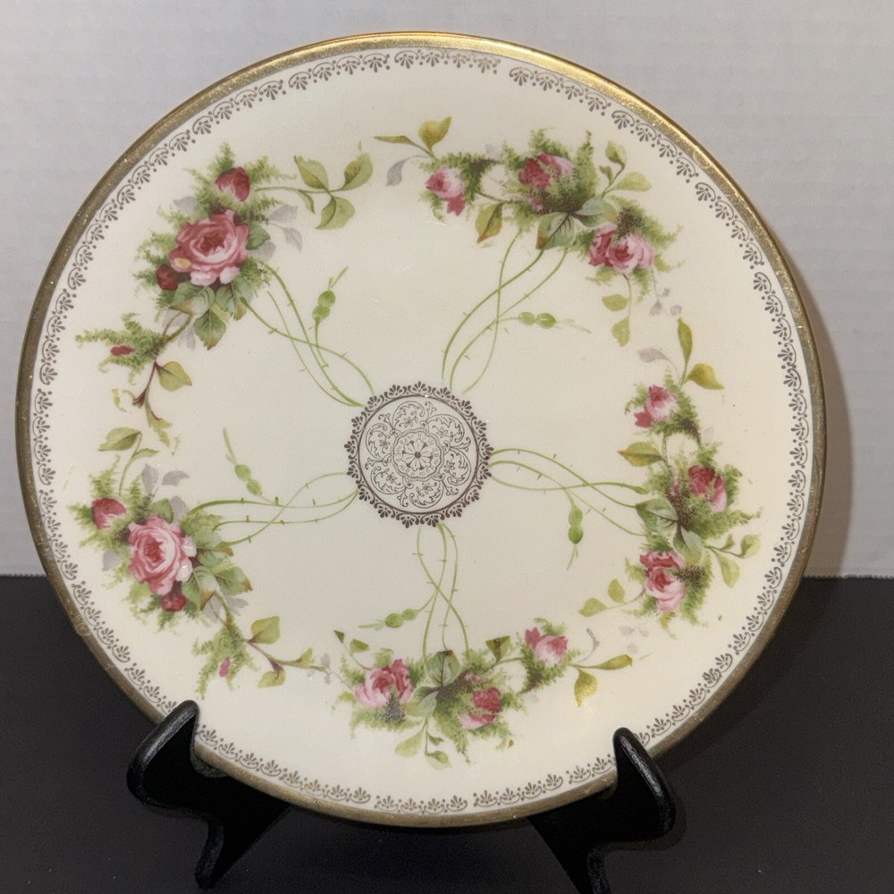 Antique Royal Rudolstadt Breyer Bock Hand Painted Floral Gold Porcelain Plate
