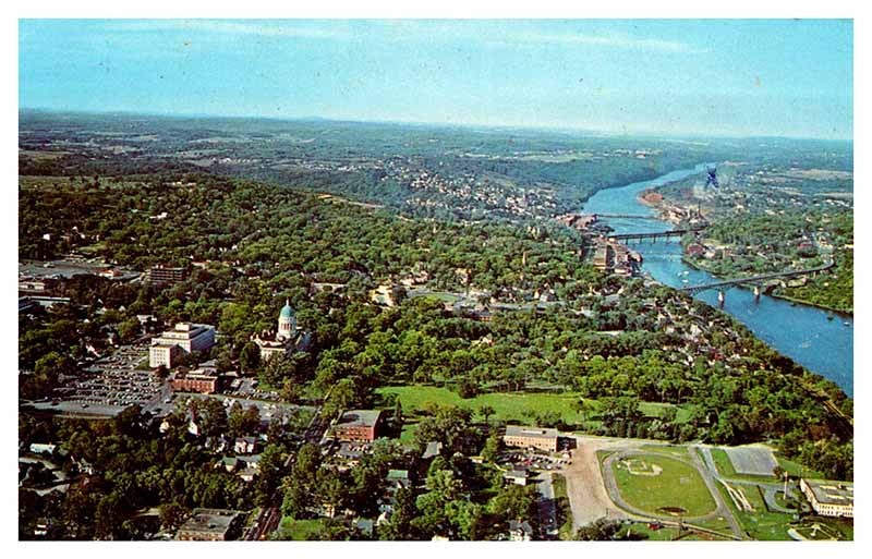 Postcard AERIAL VIEW SCENE Augusta Maine ME m/09 AU5942