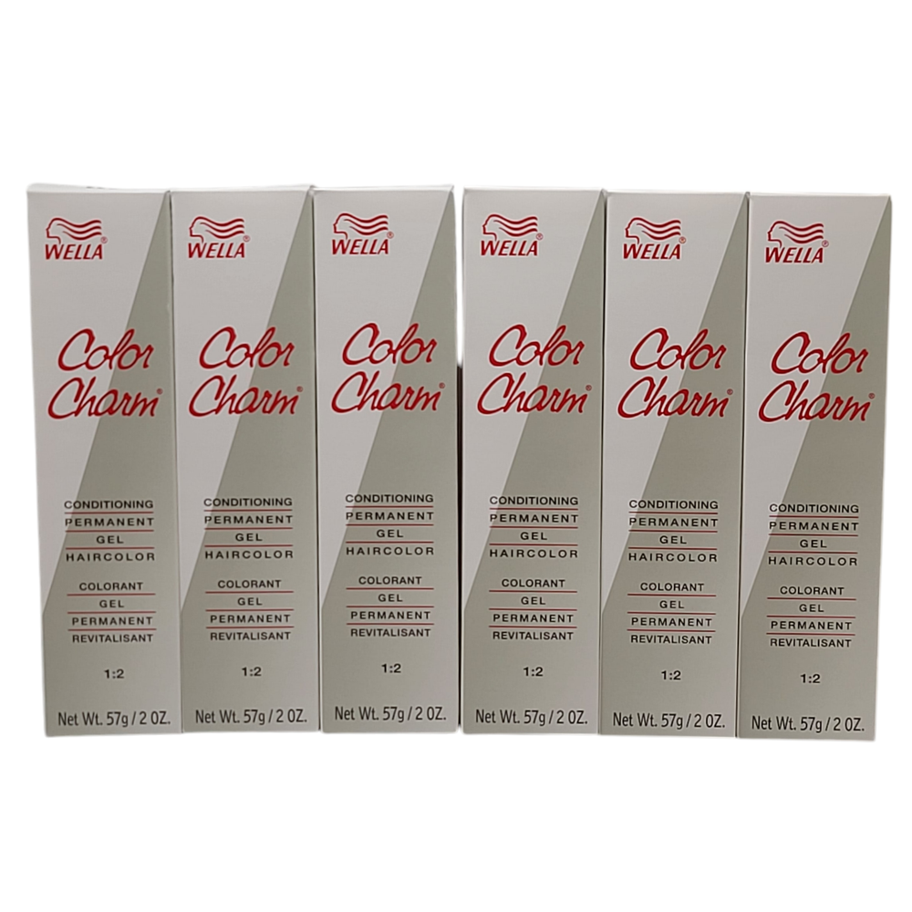 6 Pack Wella Color Charm Permanent Gel Hair Color 632 Medium Ash Blonde - 2 oz